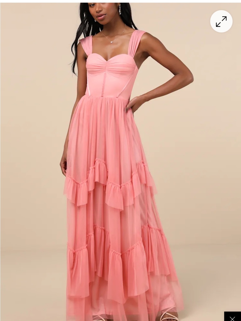 Lulu's Peach Pink Tiered Tulle Dress - Picture 6 of 7